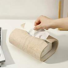 1pc 7.8in*5.3in*3.4in Curved Resin Tissue Box Holder, Desktop Napkin Dispenser - Minimalist Elegant Design, , Suitable For Restaurant, Bathroom, Living Room, Vanity, Creative Home Decor And Bathroom Accessory, Ideal Holiday Party Gift - Multicolor - View 2