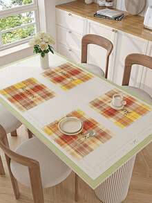 1 pièce/4 pièces/6 pièces/48 pièces Set de sets de table à motif écossais, sets de table de récolte d'automne, sets de table à motif de panier de citrouille, décoration de maison de saison pour Thanksgiving, style moderne, matériau en faux lin, fournitures de fête d'intérieur et d'extérieur pour Thanksgiving, décoration thématique de Thanksgiving, décoration de chambre. Convient pour la décoration de cuisine à la maison et la décoration de fête de Thanksgiving.