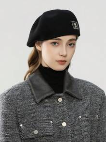 1 peça boina de lã ajustada para mulheres, nova moda coreana de outono/inverno, boné de artista elegante, chapéu octogonal versátil