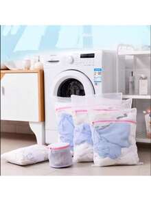 1/3/6pcs Nylon Mesh Laundry Bags For Delicate Clothing Protection, Garment Care Washing Net Bags, Fine Knit Fabric Wash Bags For Machine Washable Clothes, Minimalist Home Organization Storage Bags, Protective Net Mesh Bags For Spring Summer Delicate Garments, Clothing Protection Bags For Gentle Wash Care - Multicolor - View 3