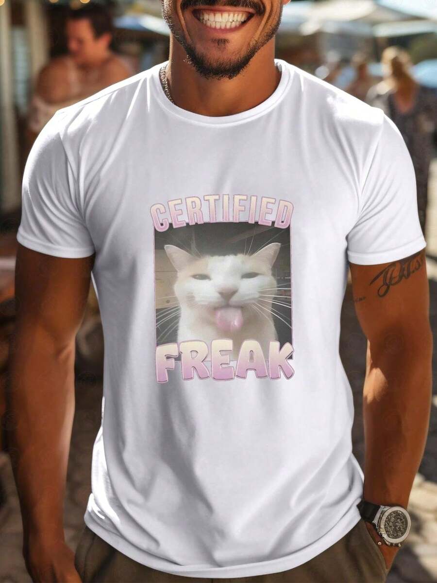 Funny Cat Spring And Summer Men'S Short-Sleeved T-Shirts Tops Summer
