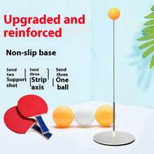 1 Set Table Tennis Racket Speed Training Kit, Indoor Ping Pong Agility Trainer, Home Practice Elastic Self-Training Soft Shaft Single/Double Player Training Device