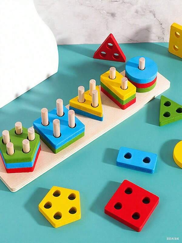 Wooden Sorting & Stacking Toys, Color Recognition Stacking Puzzle, Shape Sorter, Learning Puzzle Gift For Toddlers And Preschoolers, Educational Toys