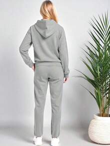 CONJUNTO PARA MUJER 2 PIEZAS TIPO PANTS PARA USO DIARIO O EJERCICIO O CUALQUIER ACTIVIDAD COMODO HOT TRENDING - Gris Claro - Ver 2