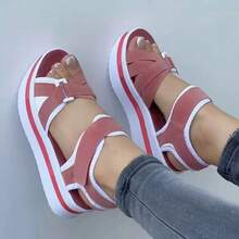 Women Sandals Airy Strappy Design Cushioned Wedge Everyday Summer Wear - Hồng - Xem 1