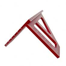 1pc Aluminum Alloy Red Miter Triangle Ruler 45°/90° Woodworking Square Protractor - 3D Multi Angle Layout Measuring Tools