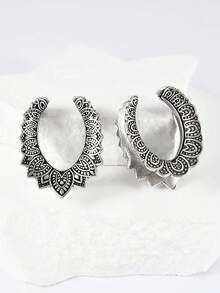 1个U型莲花耳扩，开放式纹理，肉色耳洞，耳扩，不锈钢材质，8mm-25mm - 如圖 - 查看 8