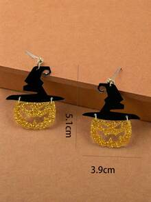 1 par de caveira com glitter retrô, lanterna de abóbora, joias para festas, acessórios para festas, pingentes elegantes e fofos, presente de fantasia unissex para festa de Halloween