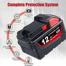 Replacement For Milwaukee M18 Battery 12.0Ah High Output Compatible With Milwaukee 18V Battery 48-11-1880 48-11-1850 48-11-1860 And 18 Volt Cordless Power Tools - 1pack 12.0Ah | Red&Black - 查看 5