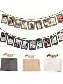 10pcs/1set-Paper Photo Frame,Vibrant Paper Photo Frame Clip Garland - Kraft Paper Hanging Picture Frame To Display 4x6 Inch Photos,DIY Cardboard Photo Hanging Display With Clips And Strings,Easy DIY Decor For Birthday, Wedding, Anniversary, Bridal Shower Celebrations - Adorable Happy Birthday Banner,Mother's Day Gifts,Gift,Bridal Shower,Graduation Season Party Supplies