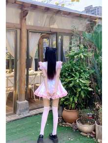 1pc Cute Anime Maid Dress, Sexy Soft Girl Lolita Cosplay Costume (Without Choker), Suitable For Role-Playing Or Photoshoot Halloween Costume - Multicolor - View 5