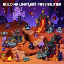 100pcs-300pcs Magnetic Building Blocks Set For Infernal Forest Scene, Pixel Cubes Creative DIY Educational Toy, STEM Learning Kit For Kids Ages 3-12, Back To School Season/ Halloween Gifts For Boys And Girls - Multicolor - View 10