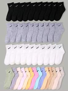 1/10/30 双男女通用运动中筒袜，适合青少年返校日常穿着的跑步运动训练袜，秋冬保暖袜和圣诞节万圣节装饰儿童必需品，儿童生日礼物 - 彩色 - 查看 3