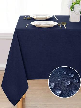 1 件装防水、防溅、防污加厚仿亚麻长方形桌布，质朴纯色粗麻布，抗撕裂且经久耐用，适用于餐桌、厨房、咖啡馆、家庭晚餐、餐饮服务、露台、婚礼、早午餐、农舍、下午茶、派对、自助餐等场合。