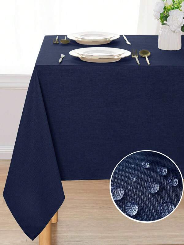 1pc Water-Repellent, Splash-Proof, Dirt-Resistant Thick Faux Linen Rectangular Tablecloth, Rustic Solid Color Coarse Linen, Tear-Resistant And Durable, Suitable For Dining Table, Kitchen, Cafe, Home Dinner, Catering, Patio, Wedding, Brunch, Farmhouse, Afternoon Tea, Party, Buffet And More