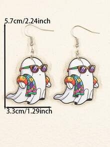 1 par de aretes acrílicos con diseño de fantasma y arcoíris de Halloween, adecuados para vacaciones y celebraciones festivas