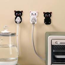 5-Piece Cute Cartoon Cat Wall Hook - Easy To Install, No Need For Drilled Plugs Or A Junk Organizer, Practical Hook - Bộ 5 móc treo đồ hình mèo con màu đen - Xem 9