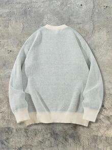 ANDREILEE 休闲宽松圆领印花针织套头毛衣，男女皆宜，适合春、秋、冬三季穿着。 - 杏色 - 查看 4