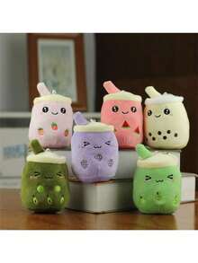 1 pieza Muñeco de peluche de taza de té de burbujas con frutas de dibujos animados, colgante de chupete, accesorio para té de burbujas (empaque aleatorio, algunas partes aleatorias), té de burbujas, colgante, peluche de té de burbujas - Multicolor - Ver 2