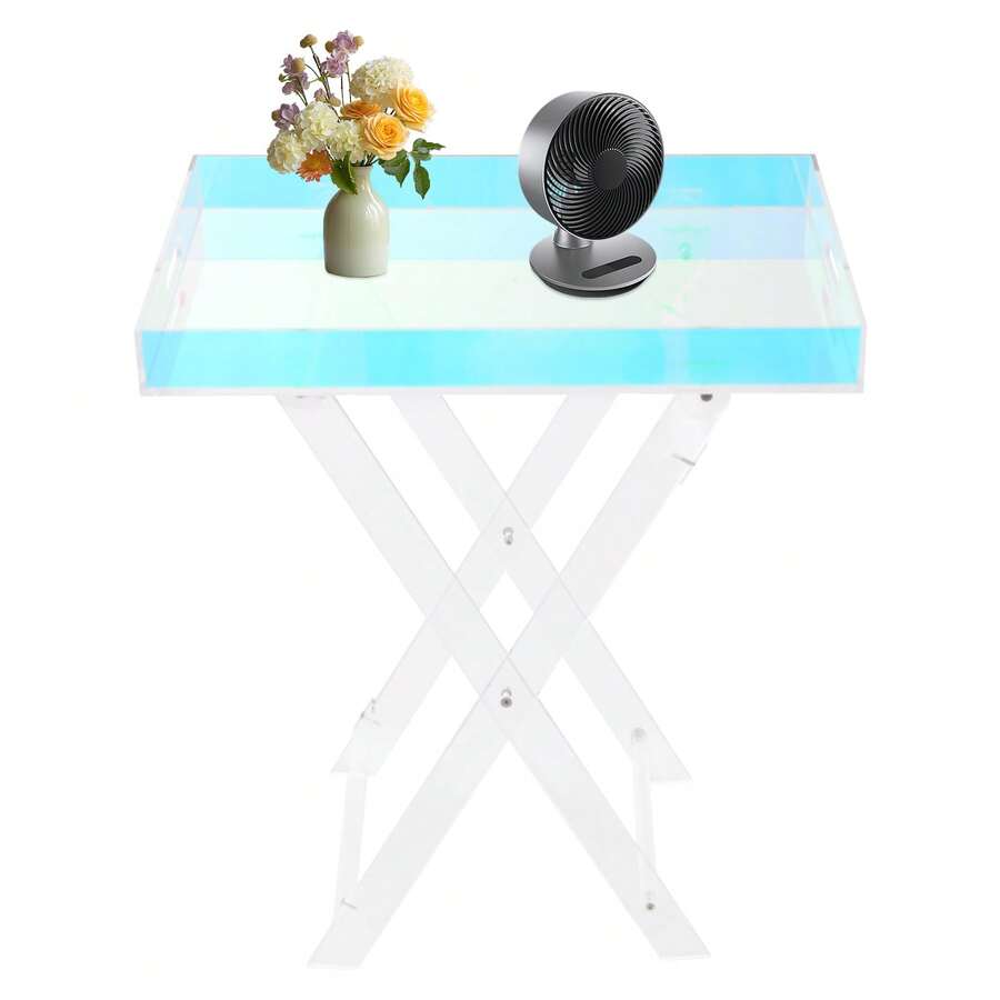 YUNRUX Acrylic Folding Table, Acrylic Side Table, Colorful Acrylic Side Table - 彩色 - 查看 1