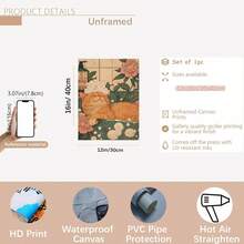 1幅12x16英寸无框帆布海报 - 可爱的橘色虎斑猫在浴缸里放松，搭配日式花卉图案，是浴室、卧室、厨房、客厅、办公室或咖啡馆的完美墙面装饰，也是送给爱猫人士的绝佳礼物。浴室装饰 | 猫咪插画 | 精细的毛发纹理，猫咪主题秋季装饰 - 彩色 - 查看 14