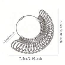 1pc 27-Ring Zinc Alloy Round Gauge: US Size 0-13 Ring Measurement Tool – Laser-Engraved Sizes For Pinpoint Accuracy, Durable Metal Construction For Jewelry Stores & Workshops, Essential For Professional Ring Fitting & Custom Crafting - Steel - View 8