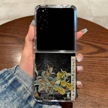 Transparent Folding Phone Case With 'Youth Has Gone' In Chinese Poem And Floral Compatible With Sam Galaxy Z Flip Fold 3 4 5 6 7 Fold Case Design For Moto Razr 40 50 60 Ultra Cute Phone Case For Girl And Women - Trong sáng - Xem 1