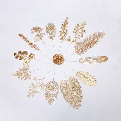 12PCS Artificial Gold Leaf Home Wedding Decoration DIY Artificial Plant Christmas Decoration Home Decor Christmas Decorations Room Decor