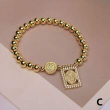 1pc CZ Micro Pave Virgin Charms Bracelet Cross Pendant Bracelet Fashion Religion Jewelry Bracelet