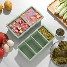 Silicone Freezer Molds For Soup With Lid, 1-Cup & 2-Cup Large Ice Cube Trays Food Storage Containers For Meal Prep, Freeze 250mL/125mL Portions – 2 Pack - 綠色 - 查看 4