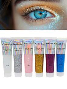 Glitter Gel Eyeshadow Mermaid Makeup Eyes Body, Carnival, Parties, Halloween - 藍色 - 查看 3
