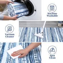 Waschbarer geometrischer Vintage-Teppich, rutschfest, fusselfrei, Kurzflor-Teppich, weicher Überwurf, Bodenbelag, faltbarer Innenteppich für Wohnzimmer, Esszimmer, Schlafzimmer, Spielzimmer, Kinderzimmer