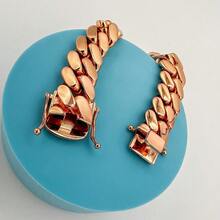 Cuban Link Chain 18MM-22MM Solid Handmade Jewelry Miami, Gift Birthday Fathers Day Anniversary, HipHop Jewelry, Rose Gold Plated, Gift For Him - 18MM (0,7 inch) - Xem 9