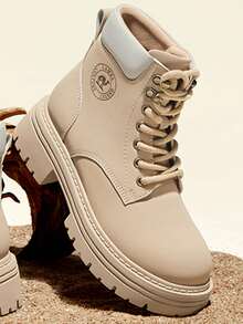 CAMEL CROWN 女士休闲运动鞋，新款秋冬黄色靴子，真皮黄色蜜蜂靴，户外徒步工作靴