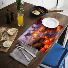 1 pieza/4 piezas/6 piezas Manteles individuales de lino con estampado de elementos de Halloween, decoración del hogar, adecuados para regalos de Halloween, decoración de Halloween, aplicables a la mesa de comedor, para todas las estaciones, manteles de mesa modernos lavables, decoración de habitaciones, manteles individuales, posavasos, manteles de mesa de cocina y comedor, decoración de fiestas interiores/exteriores, decoración del hogar, regalo ideal - Multicolor - Ver 7