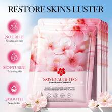 5pcs/Pack Sakura Niacinamide Deep Nourishing Face Mask, Long-Lasting 48hr Hydration, Brightening, Suitable For Sensitive Skin - White - View 3