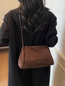 Túi Tote Nữ, Túi Đeo Vai Da Lộn Mềm Mại Có Dây Xích, Túi Đeo Chéo, Túi Đeo Hông Dung Tích Lớn, Ví Đi Làm Hàng Ngày - Cà phê - Xem 5