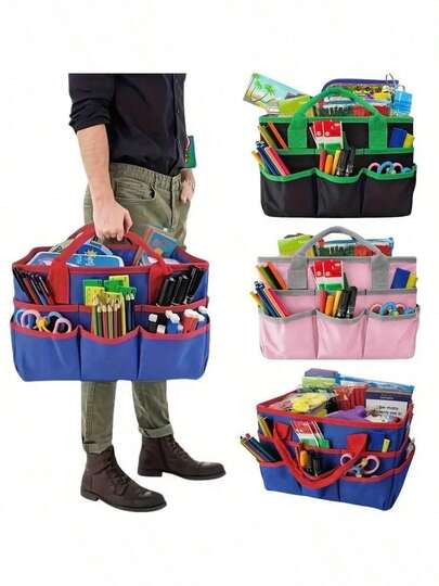 Large Capacity Craft And Sewing Organizer Tote Bag - Expandable, Portable, Multi-Slot Handbag, Large Capacity Storage Bag, Outdoor Storage Bag, Camping Storage Bag, Outdoor Tool Storage Bag, Car Accessories Storage Bag, Cleaning Supplies Storage Bag, Leisure Storage Bag, Handbag, Suitable For Daily Leisure, Outdoor Camping, Hiking Storage, Teacher's Supplies Storage, Teacher's Gift
