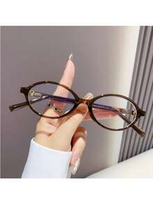2025 Spring New Retro Oval Frame Nerd Glasses Frame, Solid Color Casual TPR (Thermoplastic Rubber) Non-Prescription Glasses - Multicolor - View 10