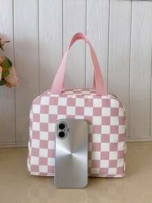 便携式午餐包，保温午餐盒，便当包，晚餐保温袋，加厚可爱午餐水果袋，粉色豹纹碎花午餐包，女士午餐盒，学生午餐盒 - 粉色 - 查看 5