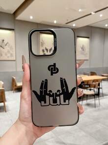 Street Hip Hop Hand Gesture Symbol Rapper JuL C'est Pas Des Lol Print Black Shockproof Matte Protective Phone Case, Full Coverage Hard Phone Protective Cover, Compatible With IPhone & Galaxy - Multicolor - View 4