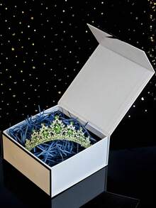 1件套女王皇冠头饰公主皇冠，适合女性和女孩佩戴，水晶头饰，适合新娘、公主在婚礼、派对、万圣节等场合佩戴。 - 綠色 - 查看 12