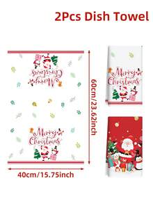 2pcs Christmas Kitchen Towels, Santa Claus Dish Towels, Absorbent Tea Hand Towel, Quick-Dry Hand Washing Dishes Tea Towels, Christmas Decorations, Christmas Home Decor, Kitchen Decor, Bathroom Decor, Christmas Room Wall Decor, Baking & Cooking Dish Cloths, Cleaning Cloth, Merry Christmas Supplies, Christmas Party Supplies, Xmas Gifts, Christmas Gifts, 2026 New Year Decor