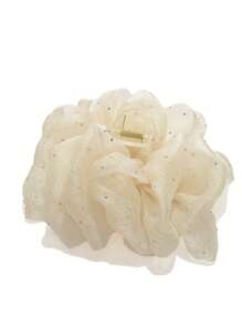 1 件女士纯色网状泡泡纱发夹，带水钻装饰蝴蝶结，优雅时尚。适合日常使用，发夹，爪夹，发夹，发夹，发夹，发夹，蝴蝶结配饰，学校用品，学院秋冬发饰，适合女士度假装扮 - 米色 - 查看 9