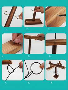 1pc Wooden Ring Toss Game, Multi-Player Party Tabletop Throwing Rings Game - 4-person Model - View 4