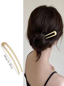 2 件套女士闪亮金属 U 型发夹，韩国简约发饰，优雅发髻制作器，适合日常佩戴