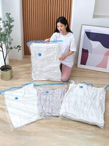 1pc Large Capacity Waterproof Moisture-Proof Foldable Transparent Compression Bag, Suitable For Travel, Vacation, Summer Beach, Home Storage, Applicable For Clothes, Quilts, Pillows, Pants, Back To School Season Travel Essentials Holiday Essential,Bedroom Room Decor,Back To School - Multicolor - View 2