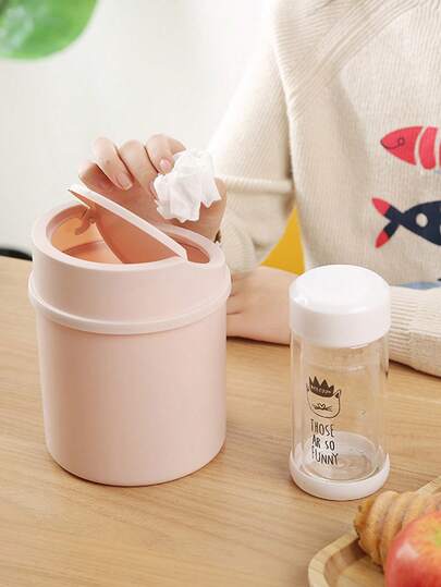 Cute Small Household Storage Bucket, Mini Trash Can, Desktop Organizer, Adorable Design, Suitable For Desk, Vanity, Nightstand, Portable And Easy To Clean, Back To School Essential Desk Trash Can