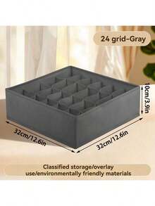 4件套抽屉收纳分隔板，可折叠衣柜收纳篮和布艺收纳盒，适用于存放衣物、内衣、胸罩、领带、配饰、袜子等。 - 灰色 - 查看 10