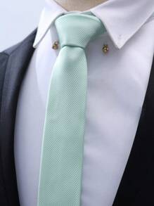 1pc Men Solid Color Tie, Mint Green Simple High-End Tie, Suitable For Business Attire, Suitable For Wedding Parties And Groom Tie Sets Men Necktie